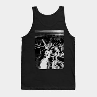 Digital collage, special processing. Person holding his hand, field, energy waves. Beautiful. Grayscale. Tank Top